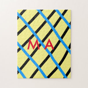 Enkelt monogram lägger till ditt namn brev man min pussel