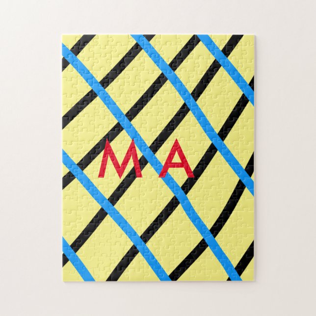 Enkelt monogram lägger till ditt namn brev man min pussel (Vertikal)