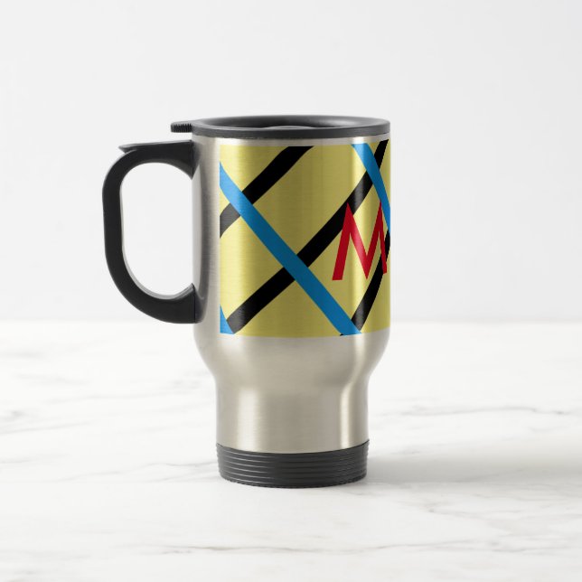 Enkelt monogram lägger till ditt namn brev man min resemugg (Vänster)