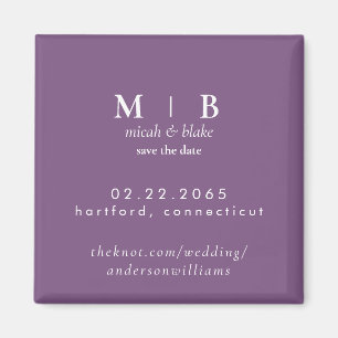 Enkelt Monogram Lavender Bröllop spara datum Magnet