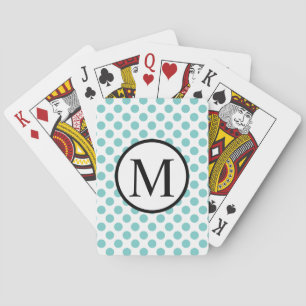 Enkelt Monogram med Aqua Polka dots Kortlek