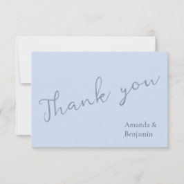 Enkelt monogram minimalistiskt blått Bröllop Tack Kort