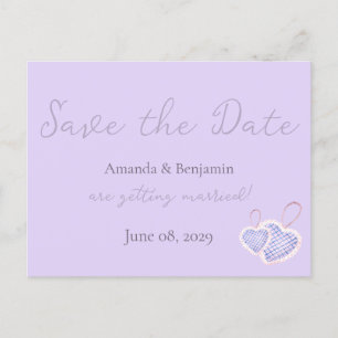 Enkelt Monogram minimalistiskt Lavender Bröllop Vykort