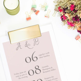 Enkelt Monogram-minimalistiskt Misty Ro Bröllop Inbjudningar