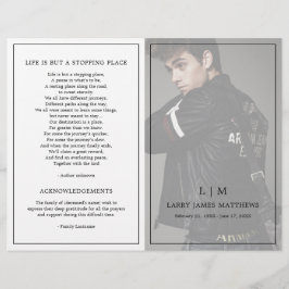 Enkelt monogram Modern Funeral Program