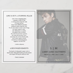 Enkelt monogram Modern Funeral Program