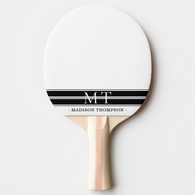 Enkelt Monogram Modern Rand Black White Pingisracket (Framsidan)