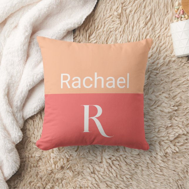 Enkelt monogram Namn-typografi Kudde (Filt)