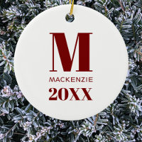 Enkelt Monogram Namn Year Red and White