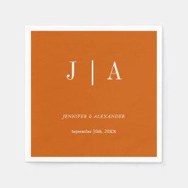 Enkelt monogram Orange för förbränning av Namn och Pappersservett