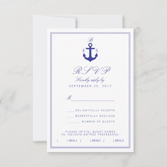 Enkelt monogram-OSA kort för nautisk ankarSnyggt (Framsida)
