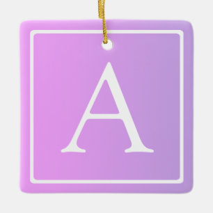 Enkelt Monogram Rosa/Lila Ombre Julgransprydnad Keramik