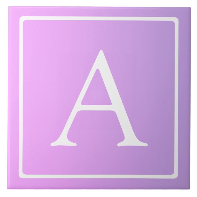 Enkelt Monogram | Rosa/Lila Ombre Kakelplatta (Framsidan)