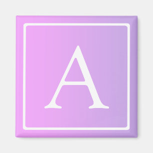 Enkelt Monogram Rosa/Lila Ombre Magnet