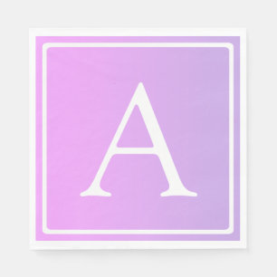 Enkelt Monogram Rosa/Lila Ombre Pappersservett