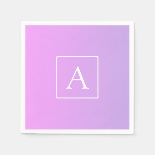 Enkelt Monogram | Rosa/Lila Ombre Pappersservett (Framsidan)