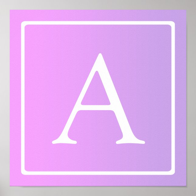 Enkelt Monogram | Rosa/Lila Ombre Poster (Framsidan)