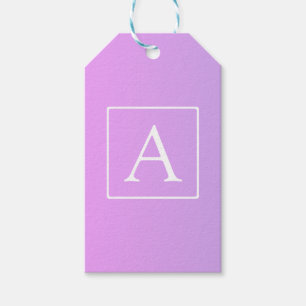 Enkelt Monogram Rosa/Lila Ombre Presentetikett