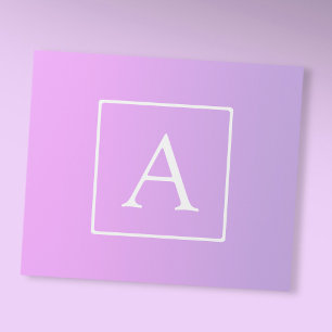 Enkelt Monogram Rosa/Lila Ombre Presentpapper