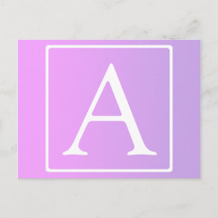 Enkelt Monogram Rosa/Lila Ombre Vykort