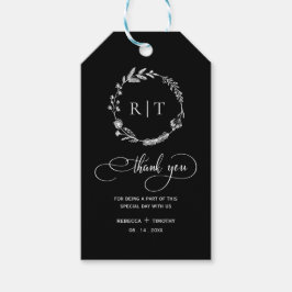 Enkelt Monogram | Svart bröllopsförmån i början Presentetikett