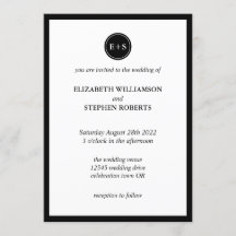 Enkelt Monogram | Svartvit Bröllop