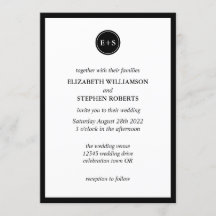 Enkelt Monogram | Svartvit Bröllop