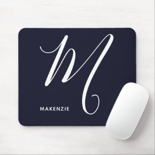 Enkelt monogrammat skript Brev M marin blå Musmatta