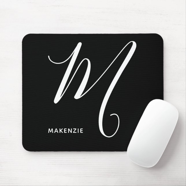 Enkelt monogrammat skript Brev M Svartvitt Musmatta (Med mus)