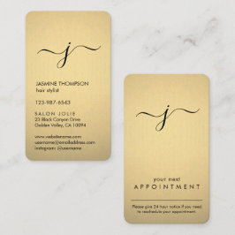 Enkelt Monogrammed Black & Faux Gold Foil-Lodrät Tidsbeställning Kort