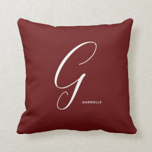Enkelt Monogrammed skript Brev G Höger röd Kudde