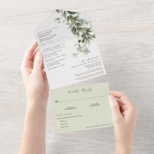 Enkelt monokromatiskt grönt Eucalyptus Bröllop