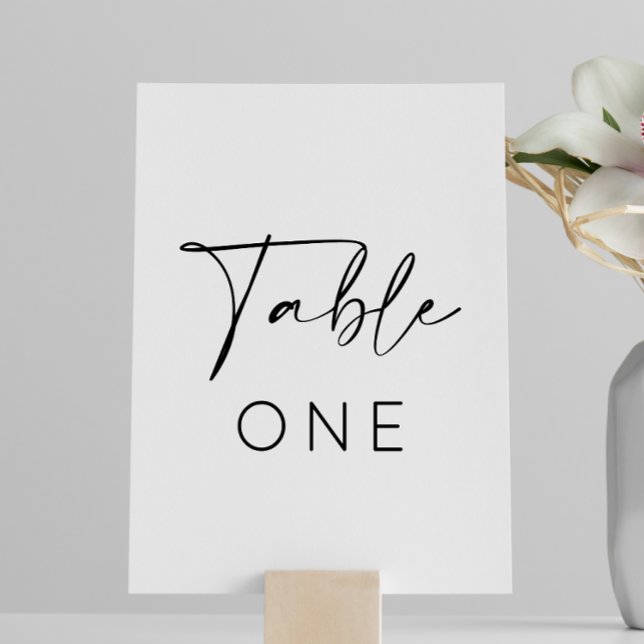 Enkelt monokromt minimalt Bröllop Bordsnummer (Table card wedding)