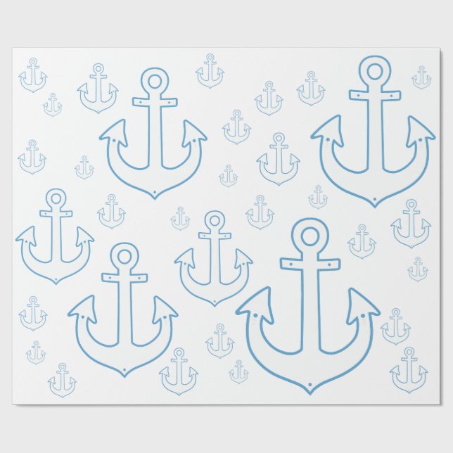 Enkelt Mönster i Vita ankare Nautisk Presentpapper (Platt)
