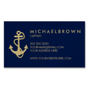 Enkelt mörk Navy Blue Nautical Anchor Magnetiska Visitkort