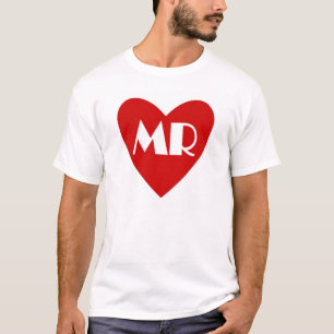Enkelt Mr Red white eart giftermål shirt T