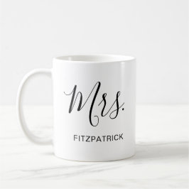 Enkelt Mrs. Last Name Newlyged Bride Bröllop Kaffemugg