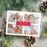 ENKELT MULTI PHOTO modern, minimal schalop-bandero Julkort<br><div class="desc">by kat massard >> WWW.SIMPLYSWEETPAPERIE.COM<<< An elegant card design featuring quote and personal details that you can change yourself! Choose four of your favourite family photos - landscape works best. White scallop border on the backside, giving you the opportunity to handwrite a personal message or place a full portrait photo....</div>
