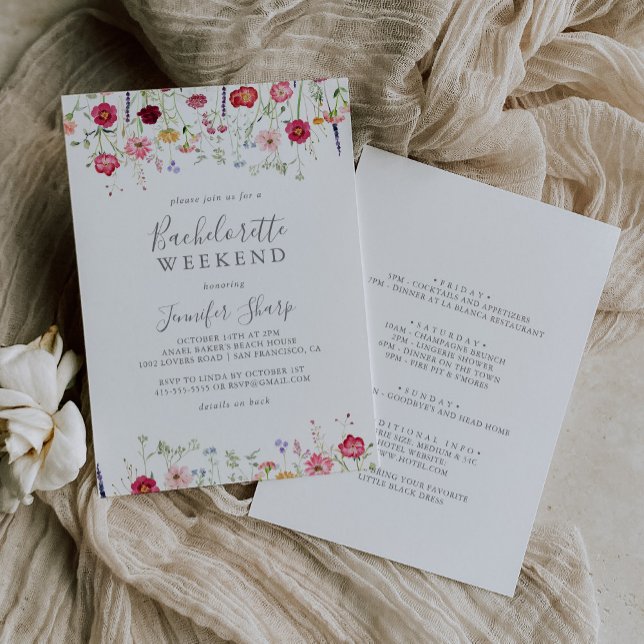 Enkelt Multifärgad Wildblomma Bachelorette Helg Inbjudningar (Skapare uppladdad)