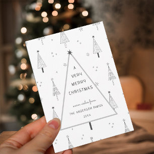 Enkelt, mycket God jul, Träd-plattor Julkort