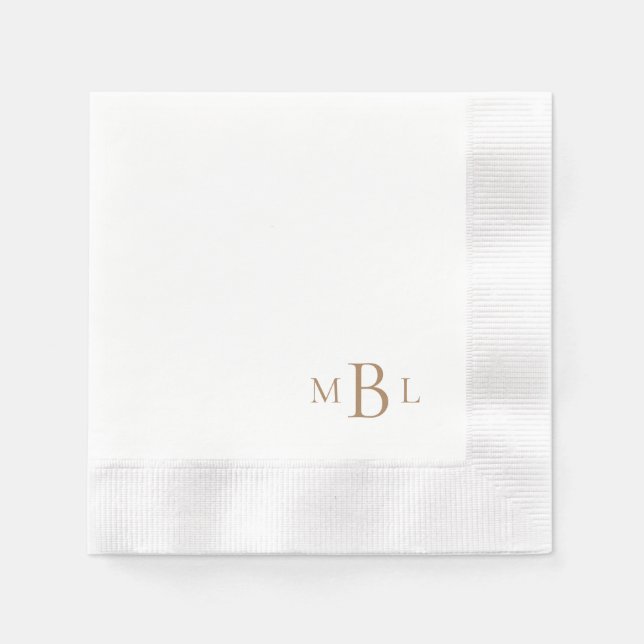 Enkelt myntad i Elegant Guld Monogram Pappersservett (Framsidan)
