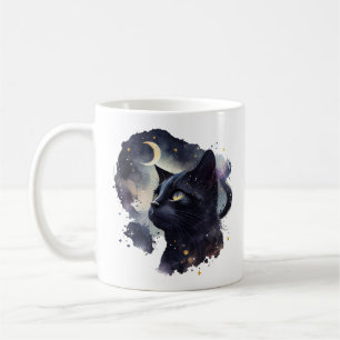 Enkelt Mystical Cat Crescent Måne Starlight Clean Kaffemugg