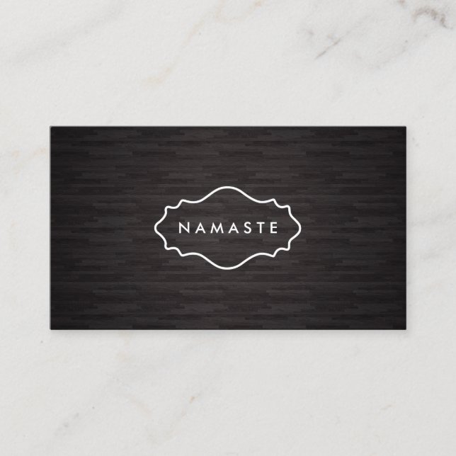 Enkelt Namaste Yoga Mörk Wood-Affärskort Visitkort (Framsida)