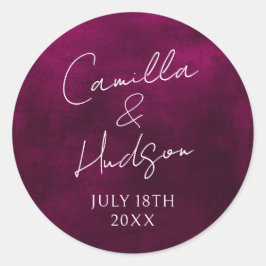 Enkelt Namn Bröllop-datumfavoritkuvert Runt Klistermärke
