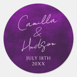 Enkelt Namn Bröllop-datumfavoritkuvert Runt Klistermärke