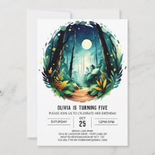 Enkelt naturen Kids Woodland Birthday Inbjudningar