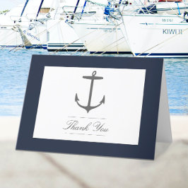 Enkelt Nautical Anchor Bröllop | Blåblå marin Tack Kort