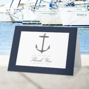 Enkelt Nautical Anchor Bröllop Blåblå marin Tack Kort