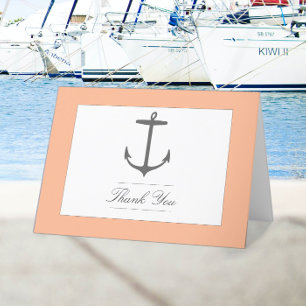 Enkelt Nautical Anchor Bröllop Persikor Tack Kort