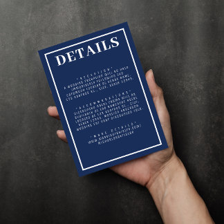 Enkelt Nautical Blue White Gräns Bröllop Tilläggskort